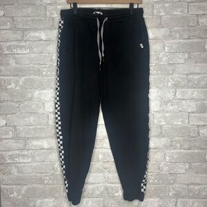 EUC Vans Jogger Sweatpants with Checkered Side Stripe Size Small (Black) *Used